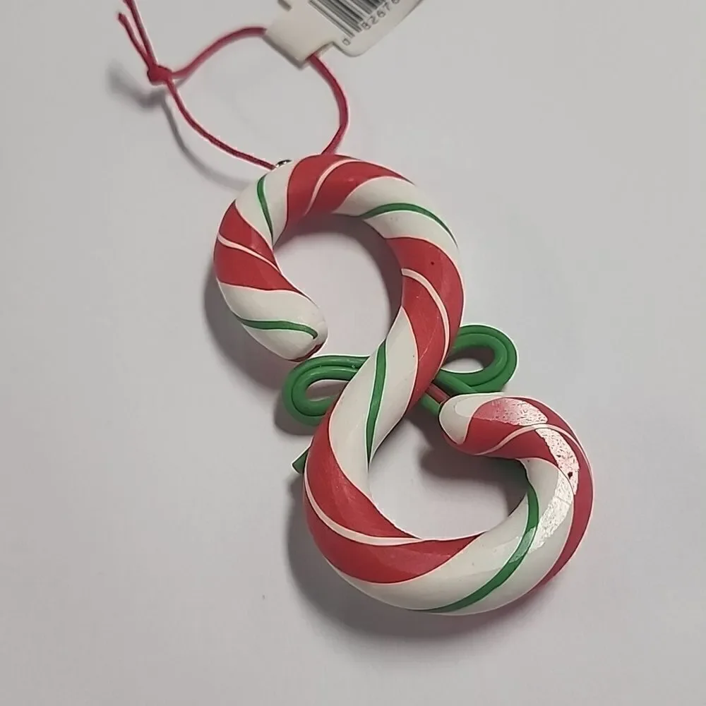 Christmas Ornament Candy Cane Red White Green Xmas New S Shape Initial